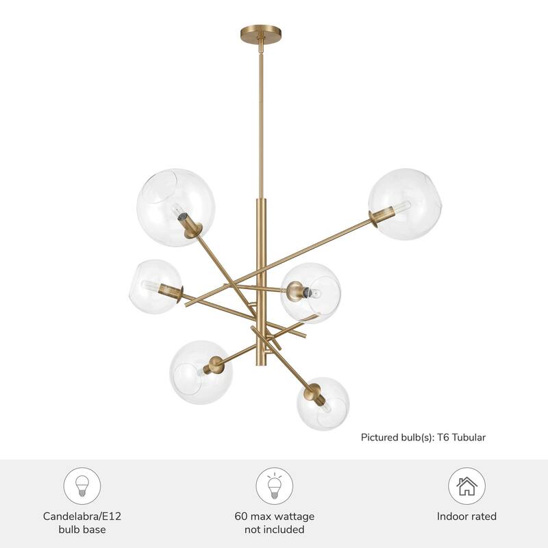 Hunter Farling 6-Light Chandelier - Entry, Dining Room, Living Room - Contemporary, Transitional - Adjustable