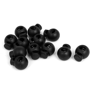 Ball Shaped Spring Loaded Cord Lock Stopper Toggle End Black 12Pcs ...