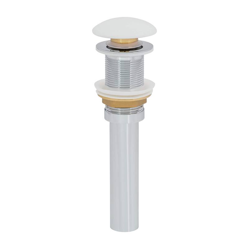 Ruvati White Ceramic Top Push Pop-up Drain for Bathroom Sinks without Overflow