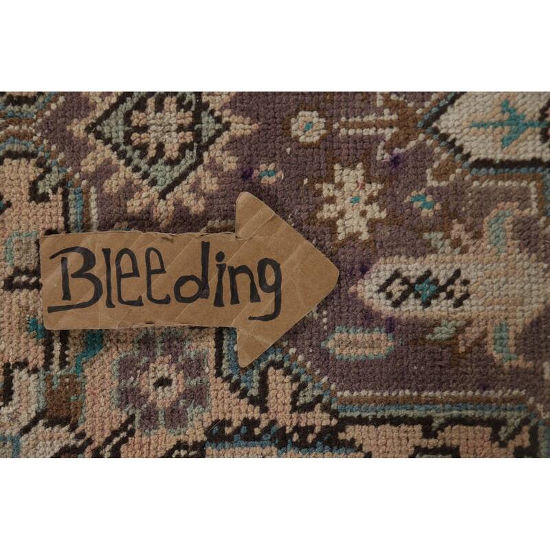 Geometric Tabriz Vintage Persian Area Rug Handmade Peach Wool Carpet - 6'5" x 9'5"