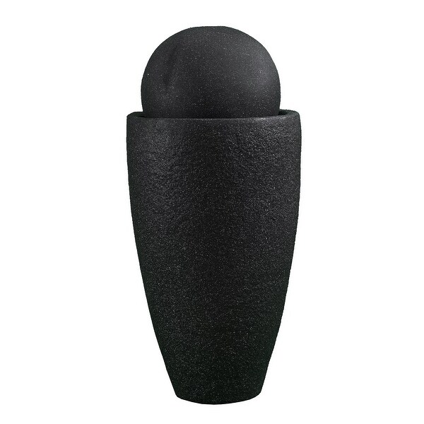 XBrand 25.6 in Tall Modern Stone Textured Round Sphere Water Fountain w/LED Lights, Indoor Outdoor Décor