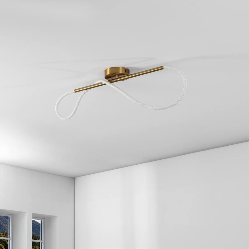 Lisette Contemporary Minimalist 360 Adjustable Silicone Neon Rope Dimmable Linear Integrated LED Flush Mount, by JONATHAN Y