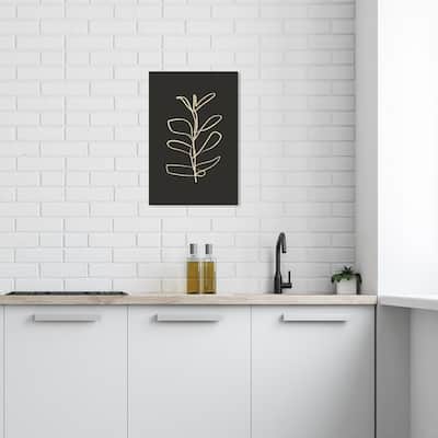 Wynwood Studio Canvas Floral and Botanical Plain Plant II Black and Vanilla Modern & Contemporary Wall Art Canvas Print