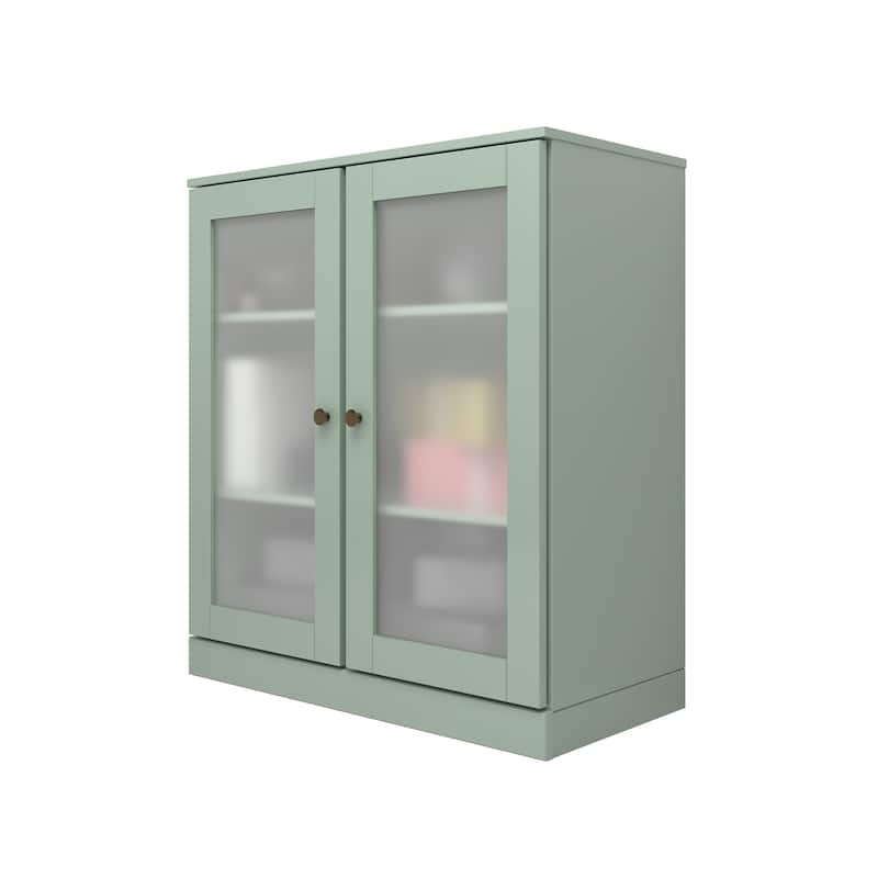 Palace Imports 100% Solid Wood TV Stand with Frosted Glass Doors for TVs up to 32"