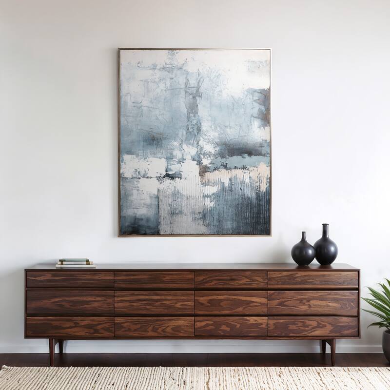 Canvas Art Print Wood Frame Abstract Texture Wall Decor - 60" Blue - Wood - Blue - 48" x 2" x 60"