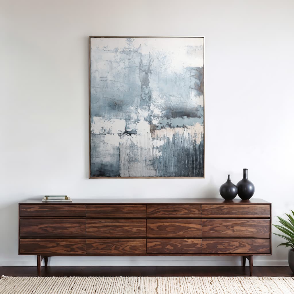 Canvas Art Print Wood Frame Abstract Texture Wall Decor - 60" Blue