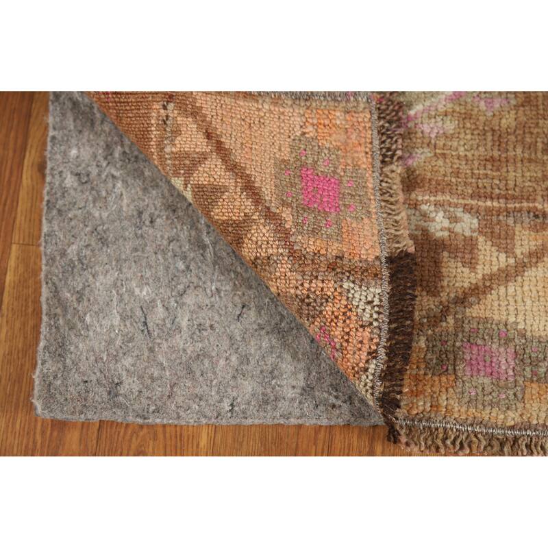 Tribal Brown Anatolian Oriental Foyer Rug Hand-Knotted Wool Carpet - 1'4" x 2'6" - 1'4" x 2'6" - Brown