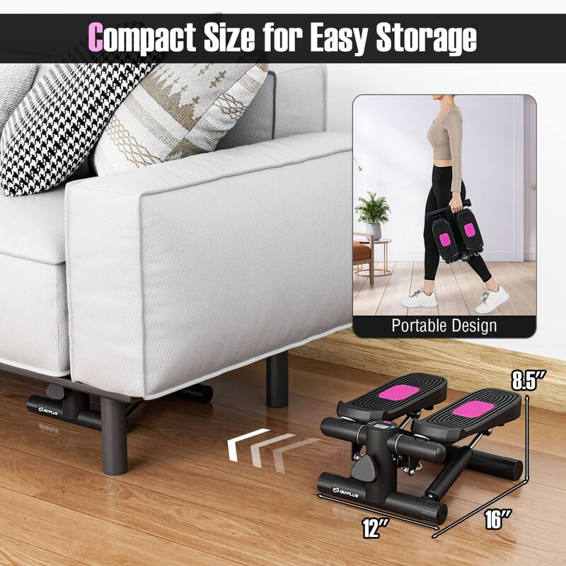 Goplus Mini Stepper for Exercise at Home with Resistance Bands - See Details