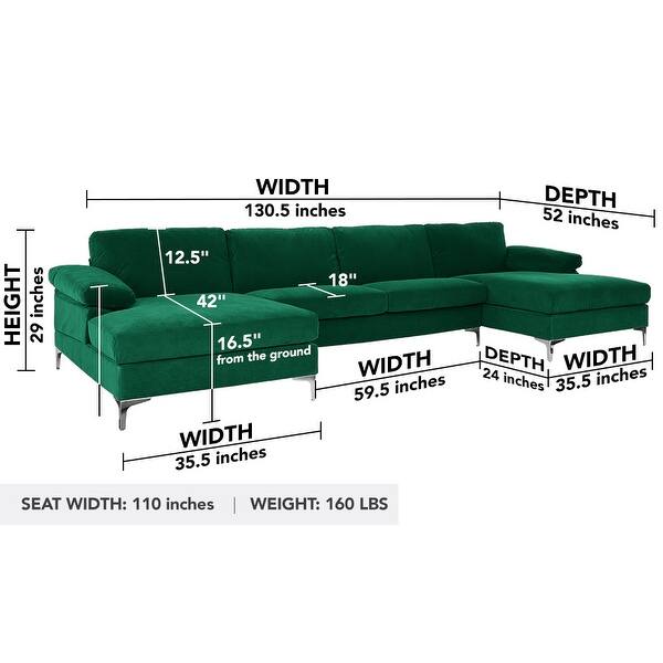 Modern Xl Velvet Upholstery U Shaped Sectional Sofa Overstock 28156967