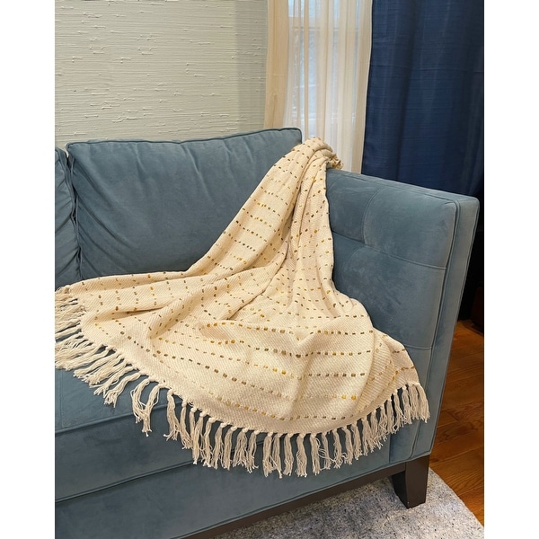 Woven fringe outlet blanket