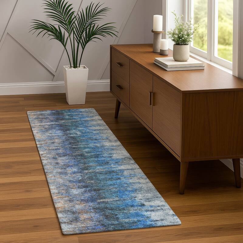 Machine Washable Indoor/ Outdoor Contemporary Ombre Chantille Rug
