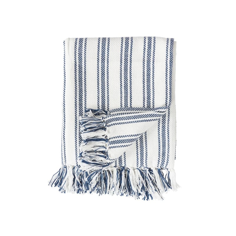 50" x 60" Ticking Stripe Throw Collection - Navy