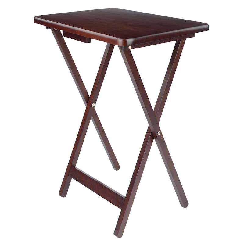 Set of 4 Rich Antique Walnut Folding Single Snack Tables 25.75"