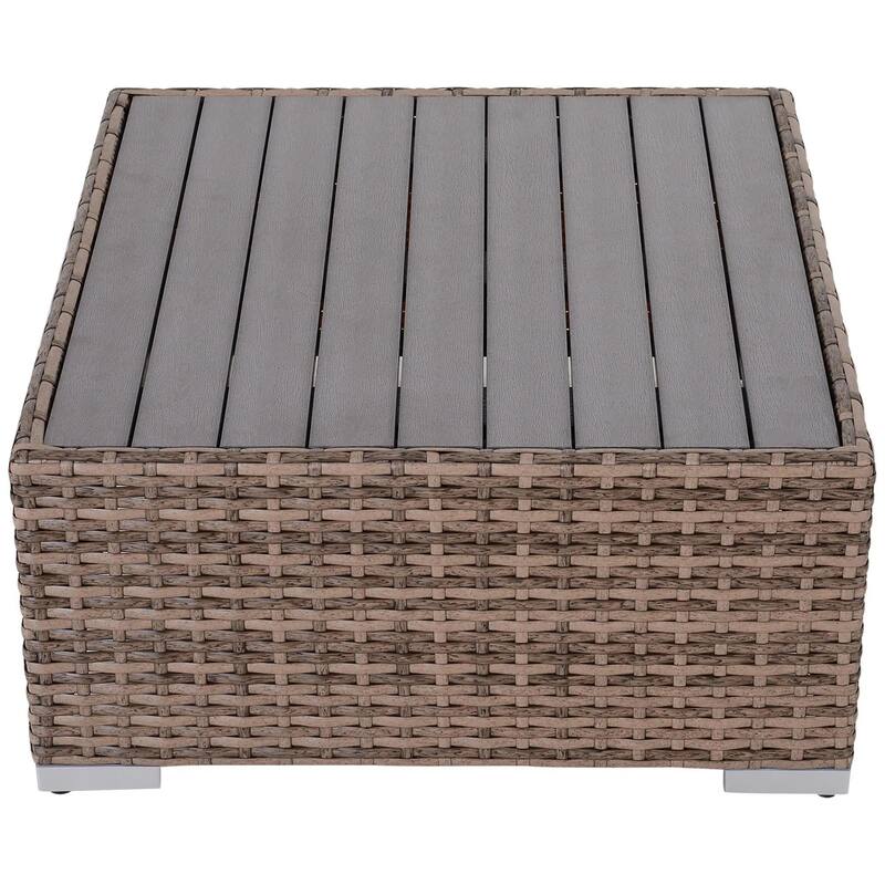 7PCS Patio Sectional, All Weather PE Rattan Sofa Coffee Table