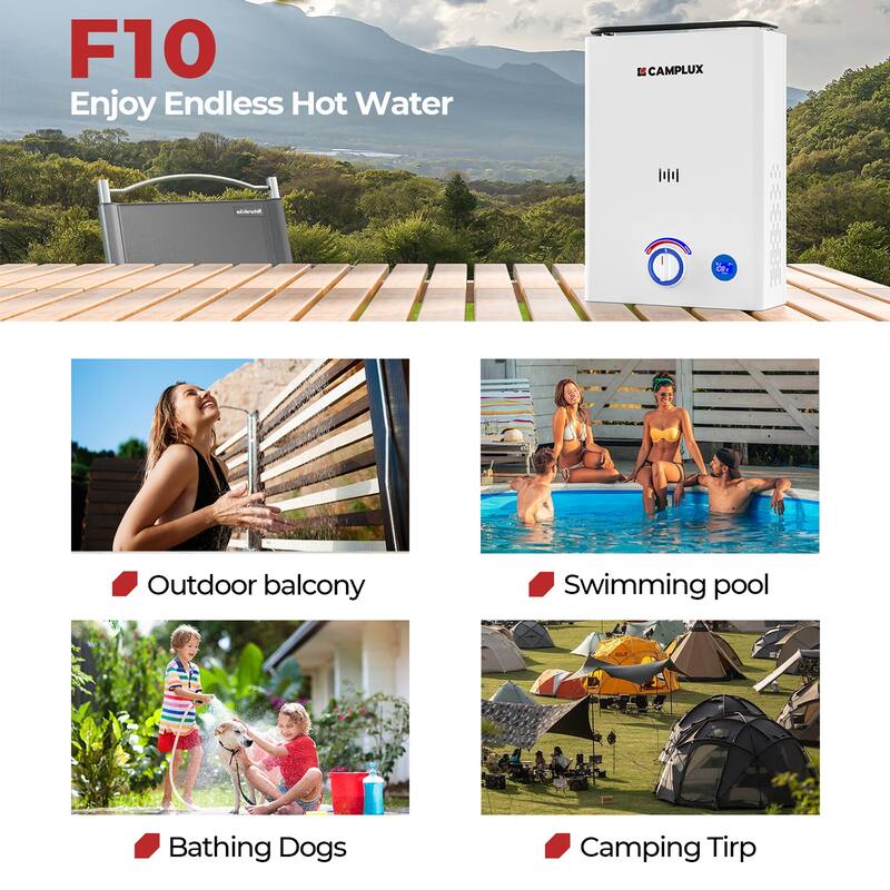 CAMPLUX First Series 2.64GPM 68,000 BTU Portable Outdoor Propane Tankless Water Heater