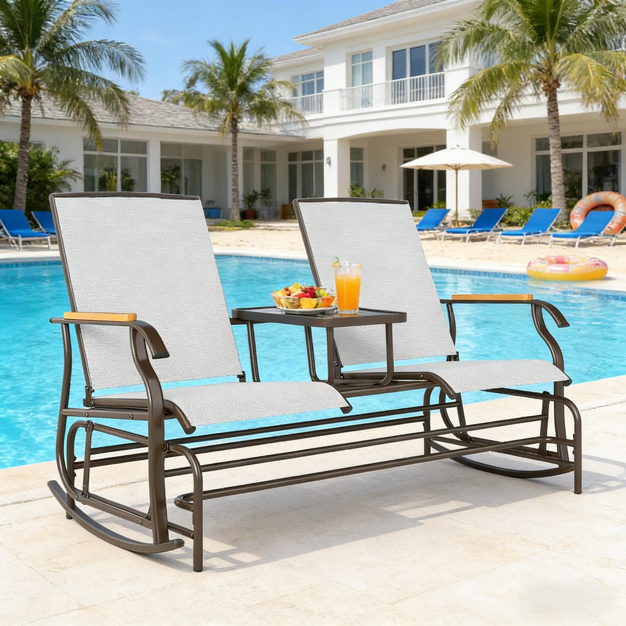 Nordic Style Two Person Glider Bench For Smooth Outdoor Rocking Motion