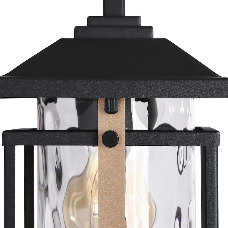 Elisie Modern Brushed Black Gold 1-Light Outdoor Wall Lantern Sconce Water Glass for Garage Porch Front Door