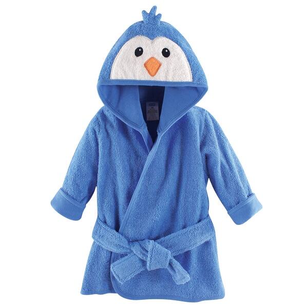 slide 1 of 1, Luvable Friends Baby Boy Cotton Animal Face Bathrobe, Boy Penguin, One Size - Boy Penguin - One Size One Size - Boy Penguin