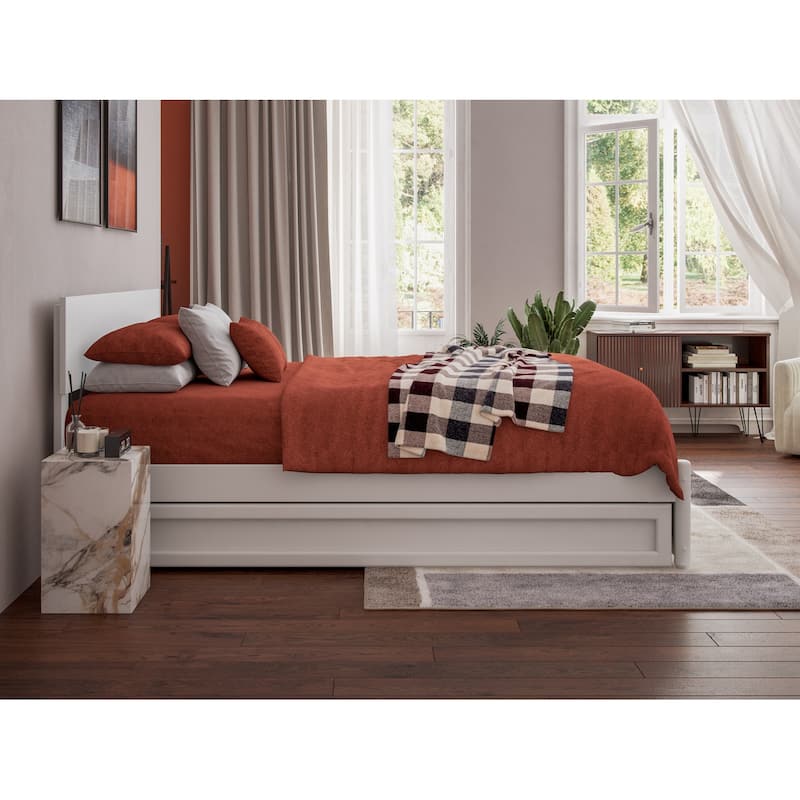 Wesley Platform Bed with Panel Footboard and Twin Trundle