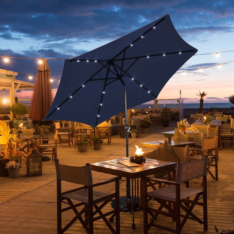Costway 10' Solar LED Lighted Patio Market Umbrella Shade Tilt