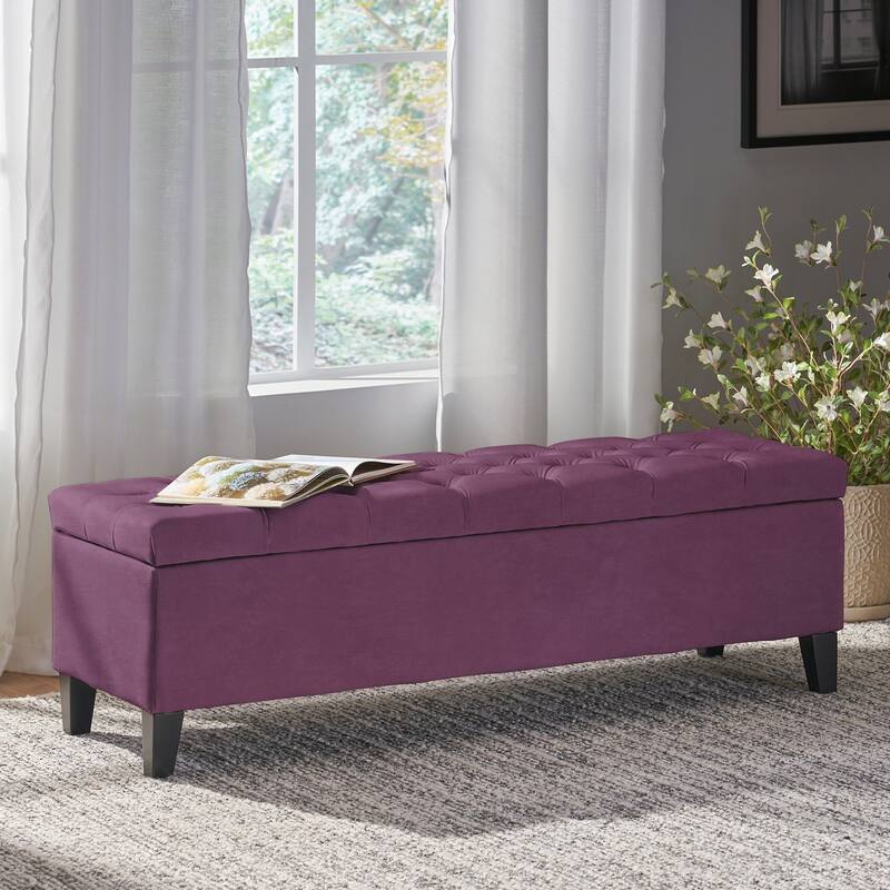 Button-Tufted Storage Ottoman with Diamond Stitching for Modern Living and Extra Seating