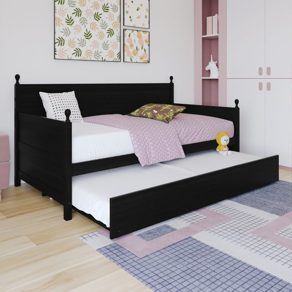 CraftPorch Mid-Century Modern Wooden Twin Size Daybed With Trundle