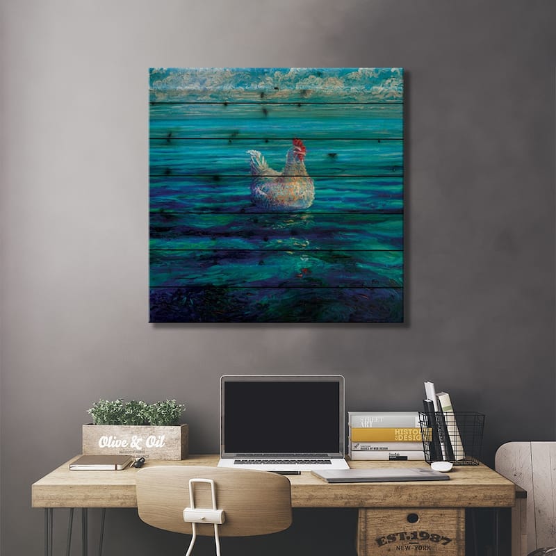 Chicken Of The Sea Print On Wood by Iris Scott - Multi-Color