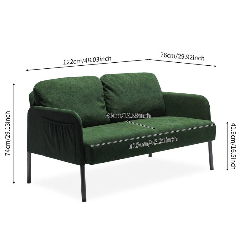 2 Seater Polyester Fabric Sofa, Modern Loveseat Sofa, Comfy Small Couches for Small Space Living Room, Bedroom, Office