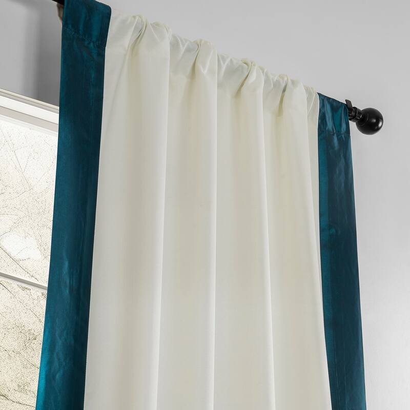 Exclusive Fabrics Fresh Pop Dobby Taffeta Side Bordered Light Filtering Curtains for Bedroom & Living Room Curtains (1 Panel)