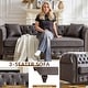 preview thumbnail 14 of 29, Oaks Aura 85.5in. Modern Fabric Chesterfield Sofa with Rolled Arms, 3 Seater Sofa with Button Design and 2 Cushions