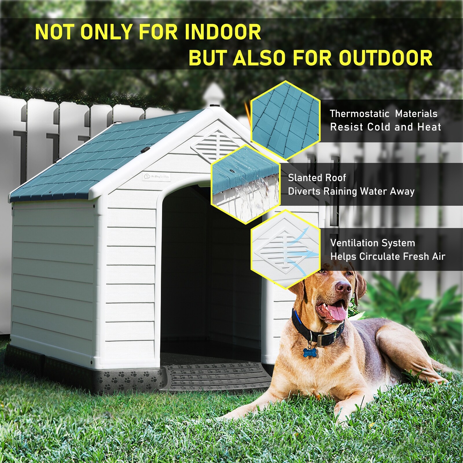 BOSSIN Plastic Dog House Kennel for Small to Large Sized Dogs Indoor Outdoor Insulated Puppy Shelter with Elevated Floor On Sale Bed Bath Beyond 39590121