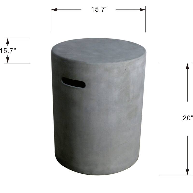 Elementi Light Grey Concrete Propane Tank Cover for Lunar Bowl Fire Table