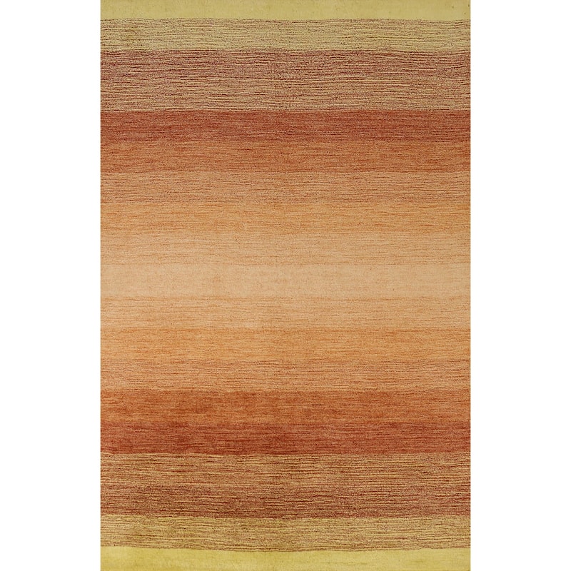 Striped Gabbeh Indian Area Rug Handmade Wool Carpet - 5'3" x 7'7"