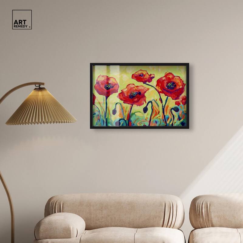 Red Poppy Field II Shadowbox by Art Remedy