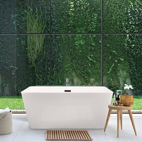Altair Regina 51" x 28" Flatbottom Freestanding Acrylic Soaking Bathtub in Glossy White