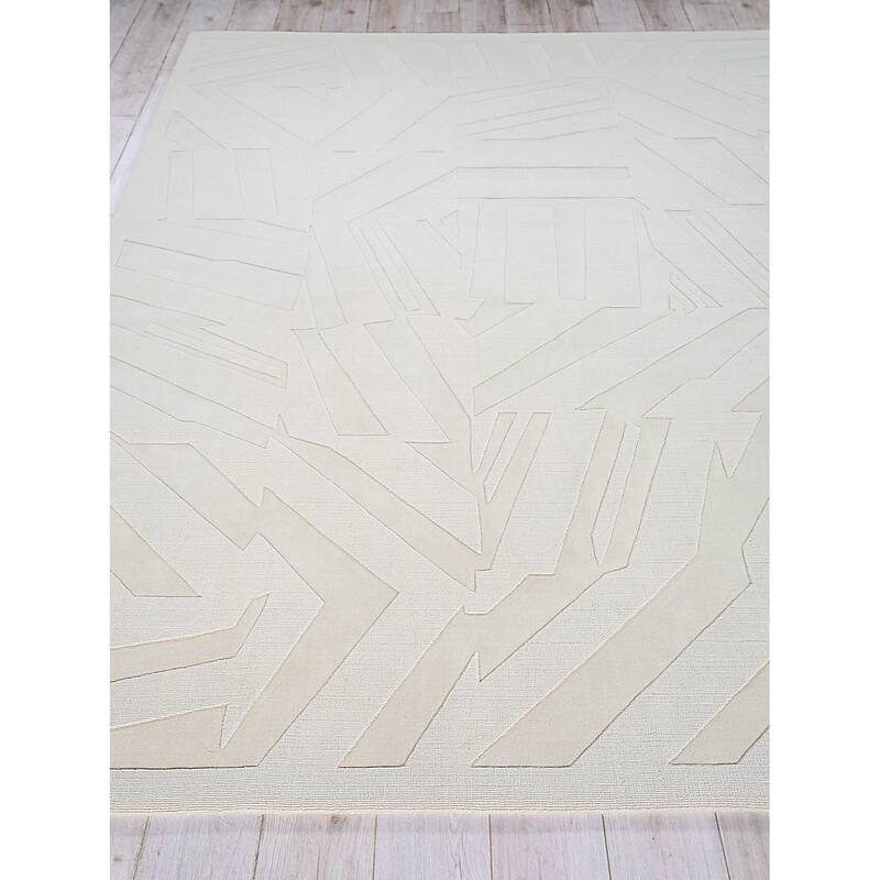 Exquisite Rugs Tempo Handmade Handloomed New Zealand Wool Light Beige Area Rug