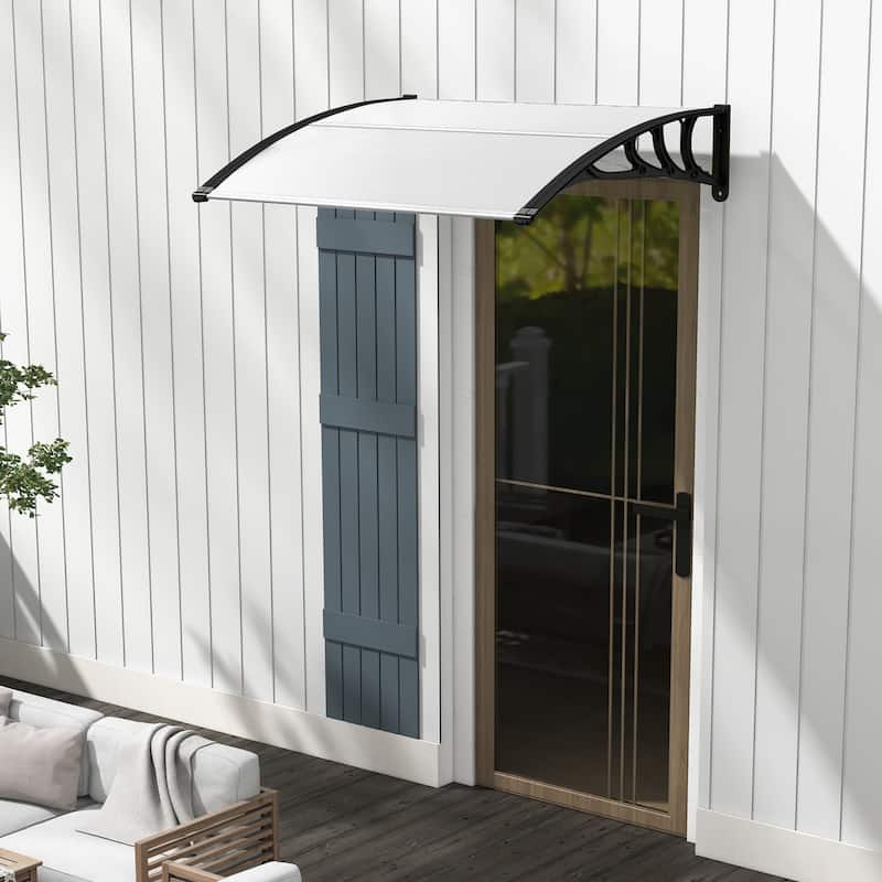 Outdoor Front Door Window Awning Door Canopy Exterior - 48" x 40" x 11" (L x W x H) - Black