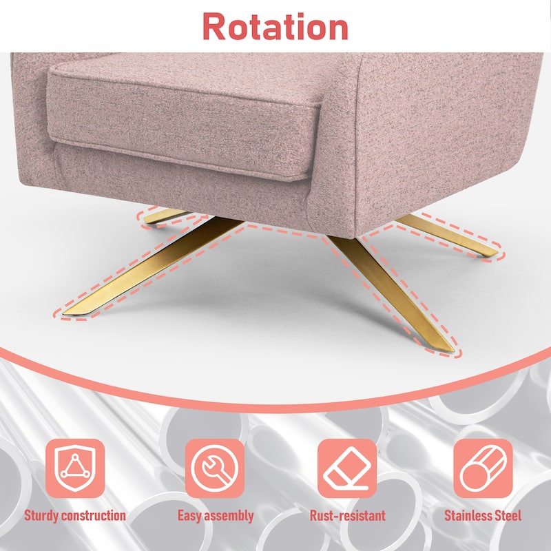 VredHom Modern Swivel Accent Chair with Stainless Steel Legs