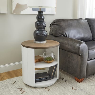 Melody White Wood Round End Table - 22" x 24" x 22"