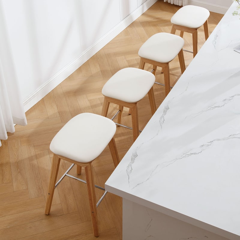 26-Inch Faux Leather Wood Counter Stools Set of 1/2/3 - 26"H x 18.1"L x 16.5"D