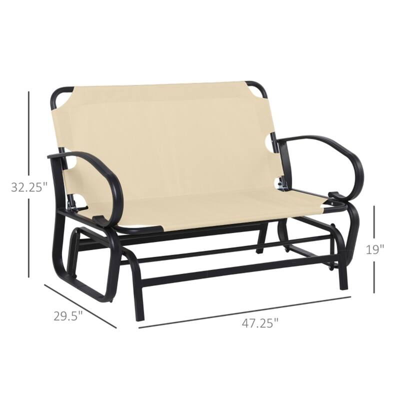 Outdoor Glider Bench 2-Seater with Breathable Mesh Fabric - 47.25'' W x 29.5'' D x 32.25'' H