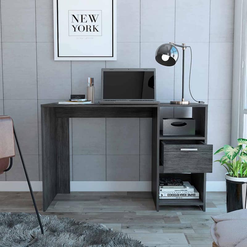 Modern Computer Desk 43" Rectangular MDF Office Table with Drawer, Matte Finish