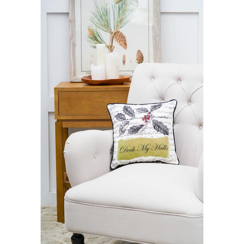 Deck My Halls Christmas Throw Pillow, 14" x 14"