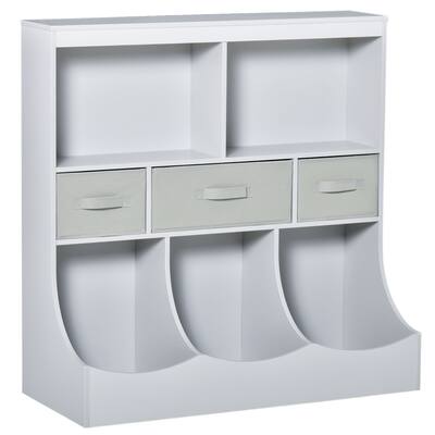 Kids Bookcase, Toy Storage Organizer Cabinet, Children Display Bookshelf with Drawers for Toys, Clothes, Books, Grey