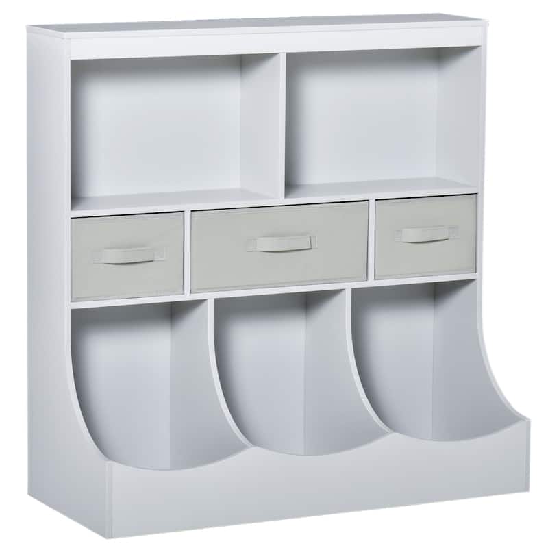 Kids Bookcase, Toy Storage Organizer Cabinet, Children Display Bookshelf with Drawers for Toys, Clothes, Books