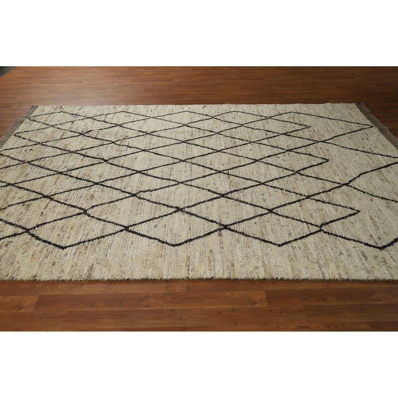 Trellis Moroccan Oriental Area Rug Handmade Wool Carpet - 6'7" x 10'0"