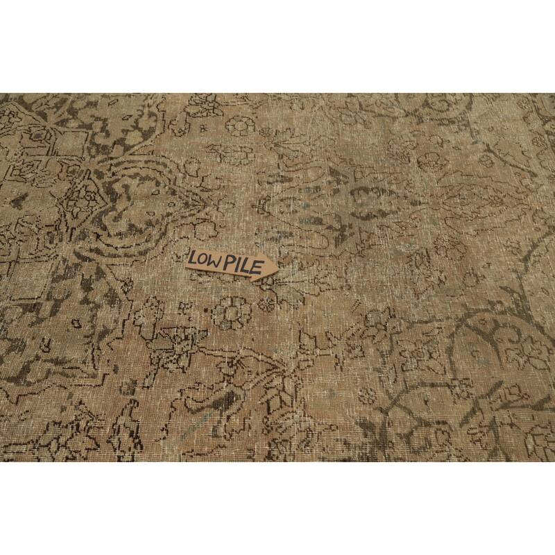 Hand Knotted Oriental 100% Wool Carpet Traditional Floral Brown Heriz Area Rug - 12' 1'' X 8' 5''