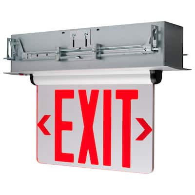 Red (Mirror) Edge Lit LED Exit Sign 3.14 Watt Dual Face 120/277 Volts Silver Finish