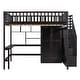 preview thumbnail 9 of 7, Black Full Solid Wood Loft Bed with Bookshelf
