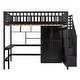 preview thumbnail 5 of 11, Full Size Loft Bed with Desk, Storage Drawers & Bookshelf, Wooden LoftBed with Stair and Wardrobe for Kids/Teens/Adult, Espresso